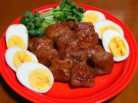 豚バラスライスでクルクル角煮